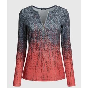 NWT Flamingals Colorblock half Zip Long Sleeve T-Shirt Red Gray Size 3XL